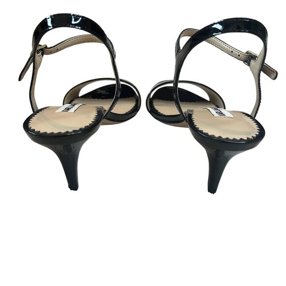 Karl Lagerfeld Paris Demas Black Patent Leather Ankle Strap Sandal Heels Size 6 - Picture 4 of 8